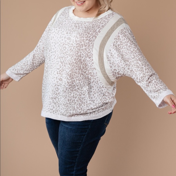 Racing Stripes Animal Print Top in Taupe - Picture 10 of 15